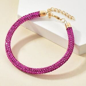 Pink rhinestone rope bracelet with extender